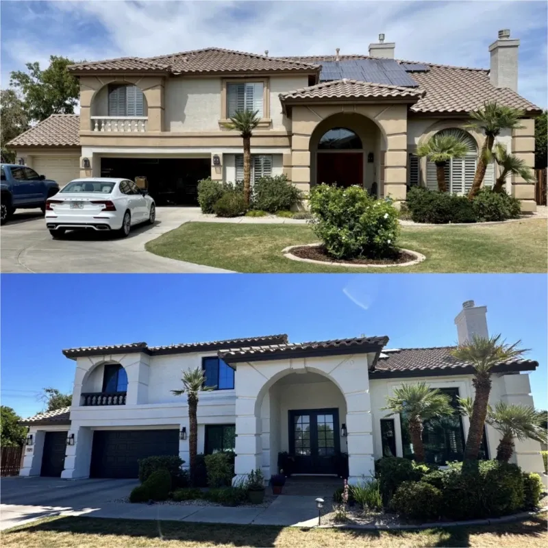 Exterior before and after